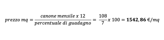 Formula per il calcolo del valore di un immobile: caso affitto