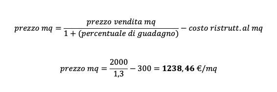 Formula per il calcolo del valore di un immobile: caso ristrutturazione